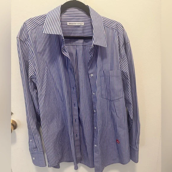 ALEXANDER WANG POPLIN STRIPE OVERSIZED LONG SLEEVE - Picture 2 of 4